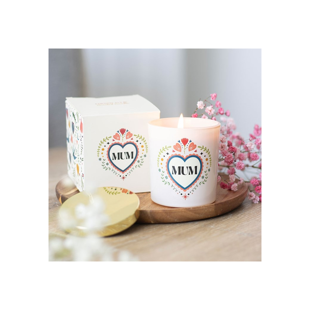Mum Folk Heart French Tulip Candle
