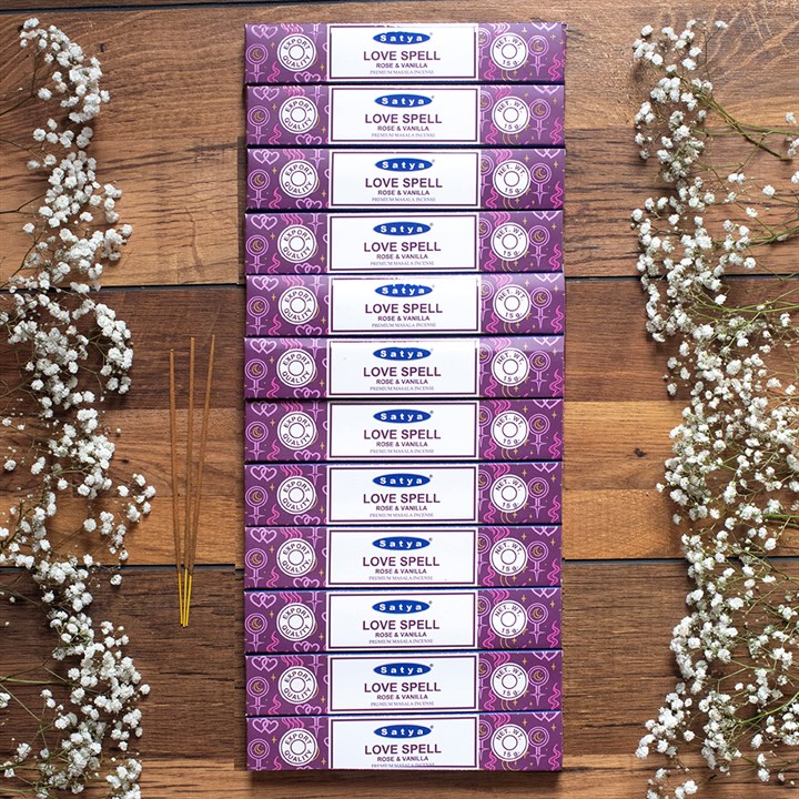 12 Packs of Love Spell Incense Sticks by Satya